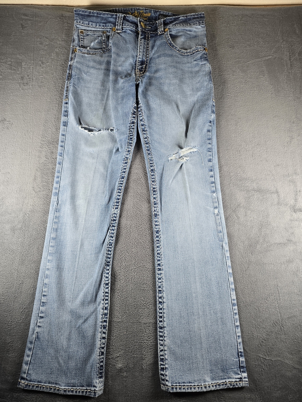 Rock Roll Denim Boys BB Gun Bootcut Jeans 14R Dark Wash Western Cowboy Stitch 32
